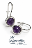Conjunto en plata, cadena, dije y caravanas, amatistas.