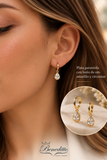 Aros en plata con baño en oro y circonias.